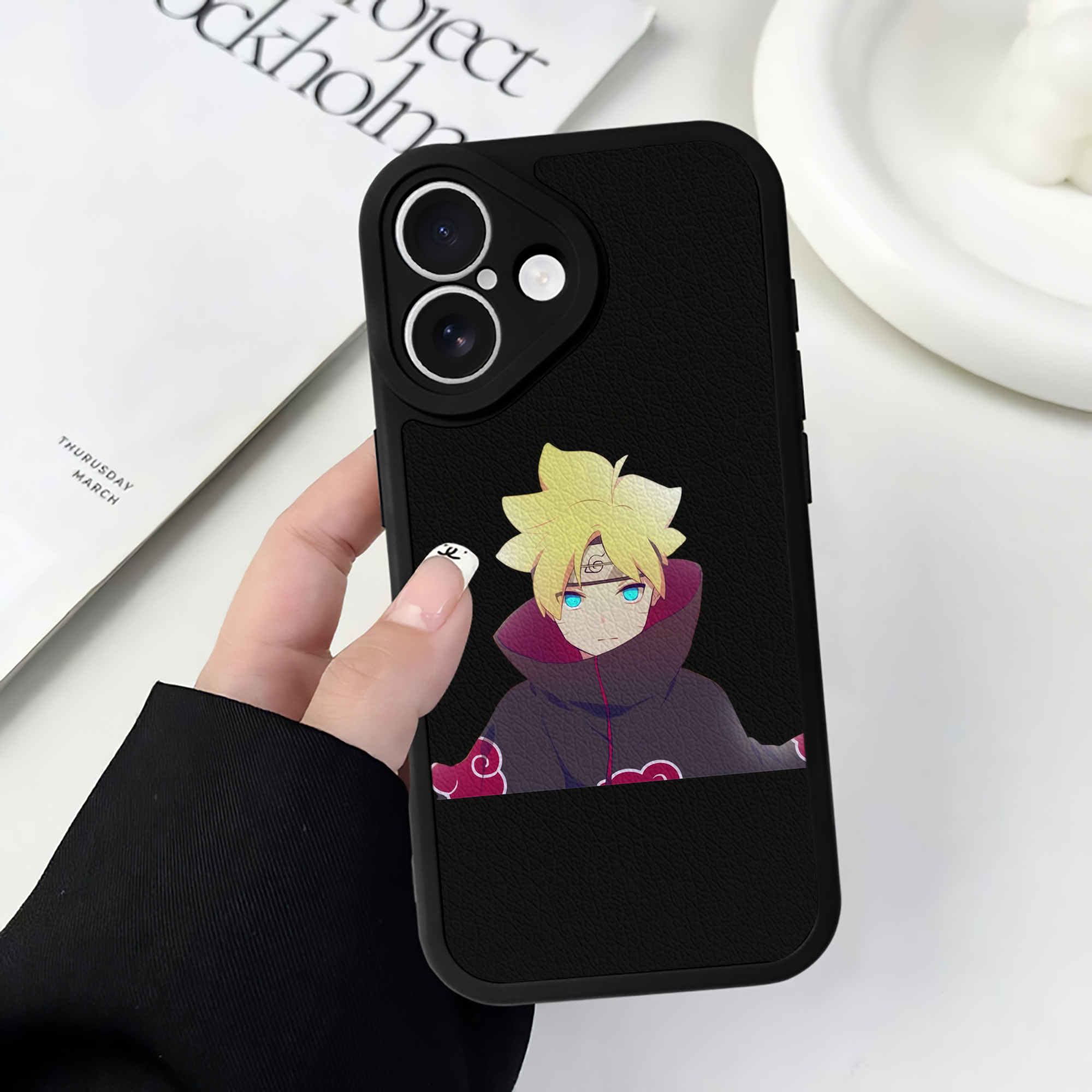 （画像用） NARUTO -ナルト- うずまき ボルト Uzumaki Boruto 【iPhone 16シリーズ対応】シリコンスマホケース（レザー調） 材質：シリコン